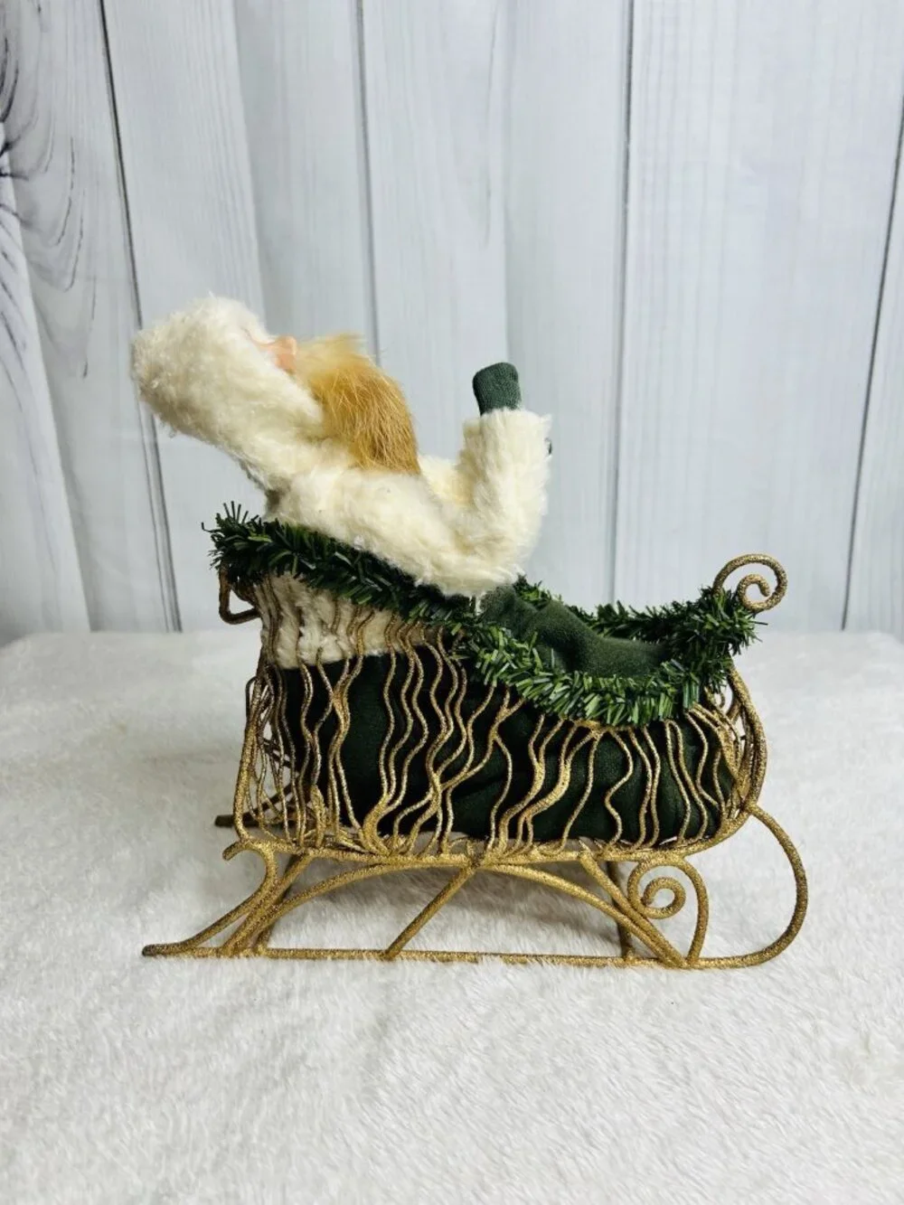 Byers Choice Victorian Santa in Gold Sleigh with Deer 1998 Holiday Traditions